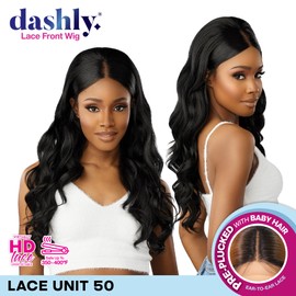 Sensationnel Dashly Lace Front Wig - Unit 50 Pre Teased Pouf Style Laceparting Ear to Ear Synthetic (1B OFFBLACK)