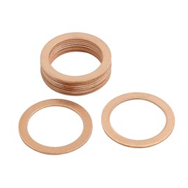 sourcing map Washers Flat Sealing Ring 22 mm Inner Copper Tone Pack of 10