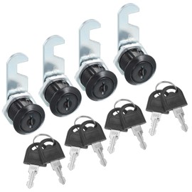 sourcing map 4 Pcs 5/8" Keyed Alike Cabinet Cam Lock with Key Tubular Locks Black