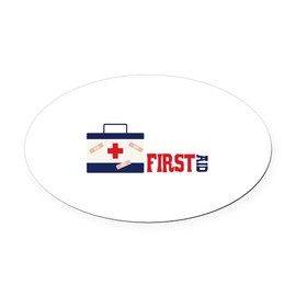 CafePress First AID Euro Oval Car Bumper Magnet