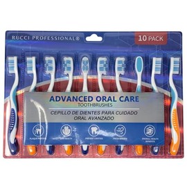 RUCCI Professional Advanced Oral Care Toothbrushes, Soft Bristles, 10 Pack, Blue and Orange