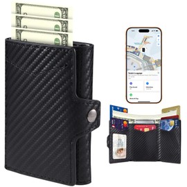 ZHOUMADE Wallet for Men, Slim RFID Blocking Trifold Wallet, Smart Wallet with Location Tracking, Apple Find My Wallet with ID Window 8 Cards Cash Slot Gift Box