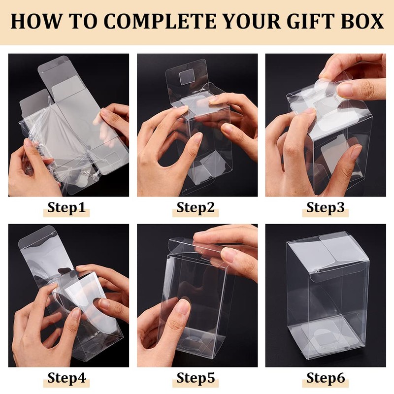 BENECREAT 30 Pcs PVC Transparent Plastic Case, 2.4 x 2.4