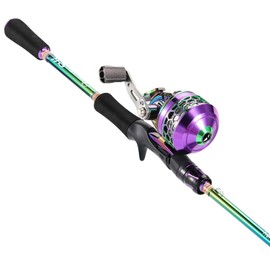 Sougayilang 5.9ft Fishing Reel Rod Combo, Two Pieces Colorful Poratble Light Weight Casting Rod with Spincast Fishing Reel for Freshwater