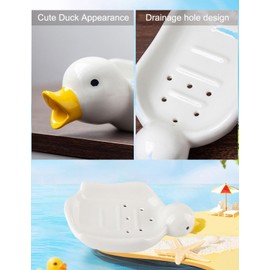 Soap Dishes for Bar Soap,Cute Duck Appearance Ceramic Soap Dish Multifunctional Draining Soap Dish,Self Draining Soap Dish for Shower Bathroom Kitchen