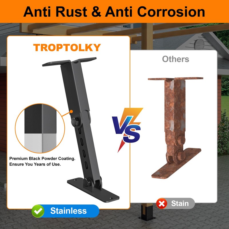 Heavy Duty Roof Riser Brackets Kit, TROPTOLKY Adjustable Height Angle