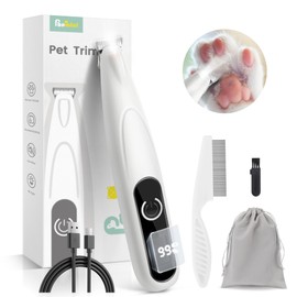 PAPMINI Dog Grooming Kit with LED Display, 35dB Ultra-Low Noise Dog Paw Trimmer, Cordless Hair Trimmer for Paws, Ears, Face, Rump with LED Light