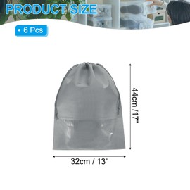 PATIKIL Drawstring Shoe Bag, 6 Pack 17 x 13 Inch Travel Shoe Bags Non-Woven Shoe Storage Bag Boots Shoes Organizer Pouch for Travel Home, Grey