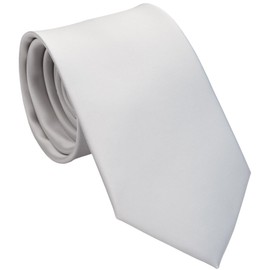 ZENXUS Extra Long Solid Tie for Men Big and Tall, Silver Grey XL Tie 63 inch