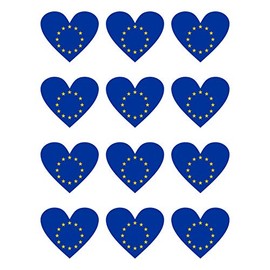 Generisch Pack of 12 stickers Europe heart, weatherproof and UV protection, set EU