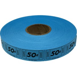 The Ticket Gurus-roll of 2000 "50 Cent" Blue Tickets Single Roll Consecutively Numbered Raffle Tickets