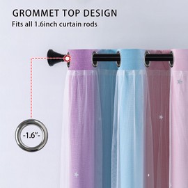 XiDi Blackout Rainbow Curtains 2 Panels for Girls Kids Bedroom Nursery Living Room Decor Rideaux Occultants Drapery with Eyelet for Windows W34xL63 Inch Wall Decals