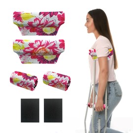 SPRING SEAON Crutch Pads and Hand Grips Set - Soft Underarm Cushion Pads and Handle Covers for Crutches, Breathable & Washable Padding for Adult & Youth Crutches-Comfortable Armpit Support,Pain Relief