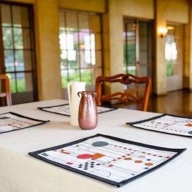 Rennie Rose Art Glass Window Circle Study Tapestry Placemat - 17.5"x13.5"