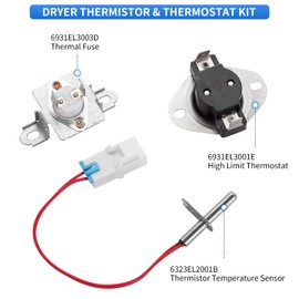 6931EL3003D Limit Thermostat, 6323EL2001B Dryer Thermistor, 6931EL3001E Thermostat, 6931EL3003D Dryer Thermal Fuse Kit Compatible with LG Kenmore Dryers, Replace# AP4440975, 1268366, 6931EL3003E