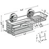 LEVERLOC Shower Caddy Suction Cup, Silver Shower Shelf with Hooks