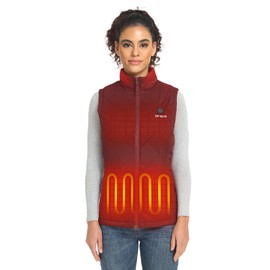 ORORO Quilted Heated Vest for Women, Lightweight Quilted Heating Vest with Battery (Charger Not Included) (Red,XS)