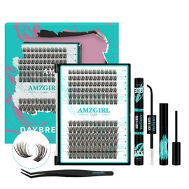 Lash Extension Kit Daybreak Lashes Clusters kit Lash Bond and Seal Eyelash Remover and Eyelash Applicator for Diy Eyelashes Extension Set at Home by AMZGlRL(Daybreak,D-Mix8-16mm kit)