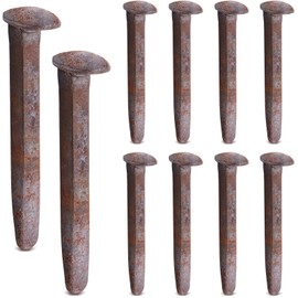 Yinkin 10 Pcs Carbon Steel Railroad Spikes Rail Road Spike DIY Railroad Ties with Rusting Patina Pitting for Fall Thanksgiving Xmas Hang Decor Knife Art Project Collectors Tent Hold Downs(6.5 Inch)