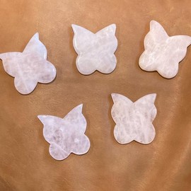 Crystal Gua Sha for Lymphatic Drainage and Skincare Applicator Daily Comfort Gentle Rejuvenating - Color: butterfly rose quartz