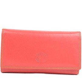 Ladies Soft Real Nappa Leather Long Flap-over Purse with Inner Flap pockets (Lilac / Dark Brown / Mid Brown / Navy / Turquoise / Black) (Ember)