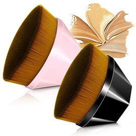 JSBelle Brocha de maquillaje de base, Cepillo Kabuki Flat Top para cosméticos de base (2 piezas)