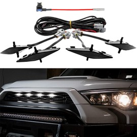 Seven Sparta 4 PCS Grill Led Lights Compatible with Toyota 4Runner 2014-2024 TRD Pro Grille and 2014-2019 SR5, Premium, Limited, TRD Off-Road, Fuse and Instruction Included (Smoke Shell/White Light)