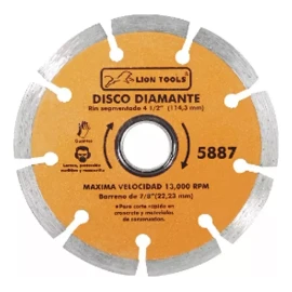 Lion Tools Disco Diamante Rin Segmentado 7 Pulgadas Lion Tools