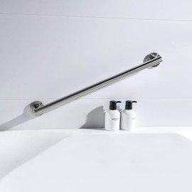 KIBI 24 Inch Stainless Steel Bathroom Safety Grab Bar | Straight Shaped Grab Bar for Bathtubs and Showers, Shower Safety Grab Bars for Seniors, Wall Mounted Anti-Slip Support (Brushed Nickel, KGB1124)