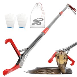 50in Snake Grabber, Snake Tongs Grabber Collapsible, Professional Reptile Snake Catcher Wide Jaw Handling Tool, Stainless Steel Snake Hook Long Reach Grabbers for Camping, Garden and Emergency Use