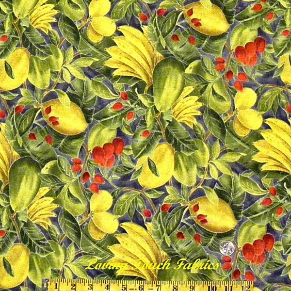 GORGEOUS RJR Irresistible Tropical Fruit Banana Fabric #B 1/2 Yd