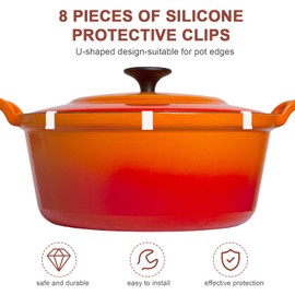 8pcs Dutch Oven Lid Protector Clips, Silicone Dutch Oven Lid Protector Dutch Oven Clips for Stacking Pot Lid Protectors for Display Storage Stacking of Dutch Oven(White)