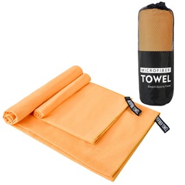 Rorola Microfiber Camping Towel, Travel Towel, Quick Dry Towel, Beach Towel, Lightweight Sport Towels [2-Pack] for Gym Sport Yoga Golf Camping Swimming Hiking Backpacking, Set 30*60'' & 16*32''Orange