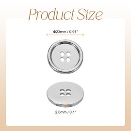 HARFINGTON 5pcs Metal Button 23mm (0.91") 4 Holes Alloy Round Buttons Craft Sewing Accessories for Clothing DIY Crafts Decoration, White