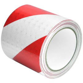 QWORK® Red & White Reflective Tape 4" x 33ft High Intensity Reflective Safety Tape Warning Tape for Vehicles, Trailers, Road Facilities