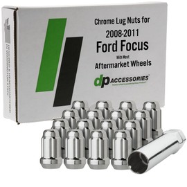 DPAccessories Lug Nuts Compatible with 2008-2011 Ford Focus | Chrome Spline Style | Aftermarket Aluminum Wheels Only | Set of 16 Wheel Nuts & 1 Tool | DFOC02A-CH/1