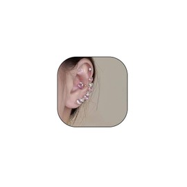 Gold Flat Back Earrings for Women Hypoallergenic Pink Rhinestone Heart Cartilage Earring Sets for 2 Piercing Earrings Wedding Bridal Prom Jewelry for Women