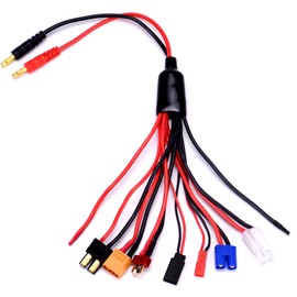 RC Lipo Battery Charger Connector Adapters 9 in 1 Splitter Cable 4.0mm Banana Plug to JST T Plug XT60 EC3