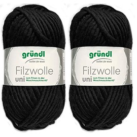 2 x 50 g Gründl Felt Wool with Instructions for Pot Holders (Plain Colours, 62 Petrol)