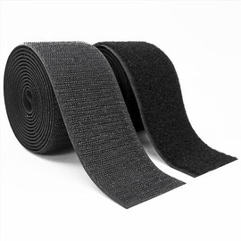 Matenf 2 Inch Sew On Hook and Loop Strips - Non Adhesive, Excellent Grip, Heavy Duty, Interlocking Tape, Hook & Loop Tape for Clothing Sewing Crafts and DIY Projects, Each Roll 2'' x 12', Black