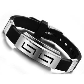 Stayoung Jewellery Maze Shape Men Stainless Steel Adjustable Bracelet/Bangle, Colour Silver Black