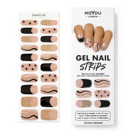 MOYOU LONDON Too Busy Dreaming Semi-Cured UV Gel Strips - Pack of 20 - Gel Nail Foils UV Hardening for Manicure in Salon Quality - Set with Nail File & Wooden Cuticle Sticks