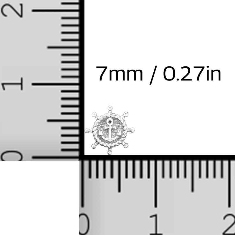 7mm Tiny Ship Helm Wheel Anchor Center Studs 925 Sterling
