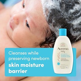 Aveeno Baby Healthy Start Lavado Nutritivo para Recién Nacidos, Gel de Baño Hipoalergénico para Bebé, Avena Prebiótica, Limpia Suavemente la Piel Sensible, Sin Fragancias ni Parabenos Añadidos, Que No