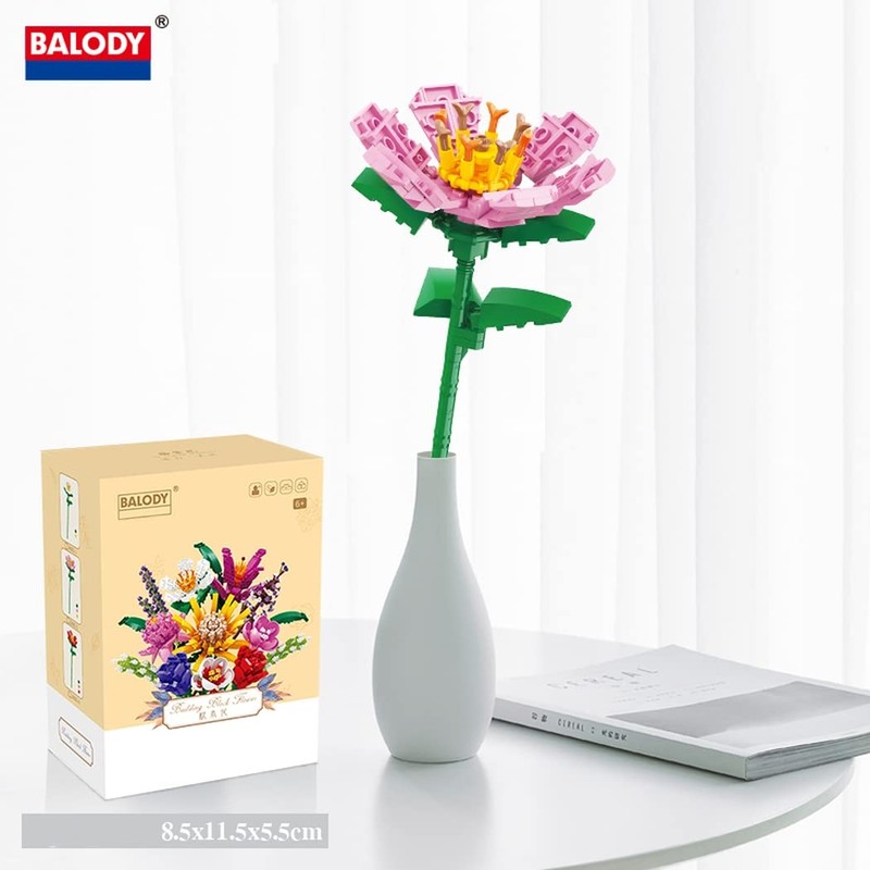 Flower Model for Building with Small Building Blocks Pink Begonia