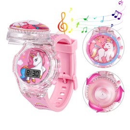 Toddler Watches for Kids, Kids Watch Girls Cute Cartoon Watch Digital Electrical Watch Music Light Glowing Pink Watch Children's Day Xmas Easter Gift Birthday Gifts Return Gifts for 3-10 Year Girls