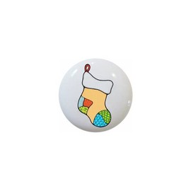 Christmas Stocking - GF Images - DECORATIVE Glossy CERAMIC Cupboard Cabinet PULLS Dresser Drawer KNOBS