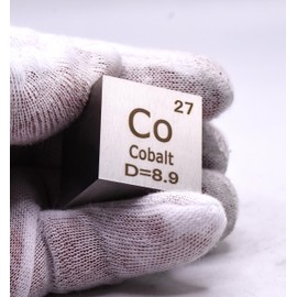 1" 25.4mm Cobalt Metal Cube Co up to 99.9% Pure Periodic Table Element Engraved Density Collection Science Education Display Block Cube + Acrylic Case Box - 1PC