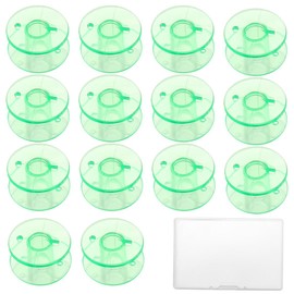 JEYORZY Pack of 16 Plastic Bobbins, Sewing Machine Bobbins, Transparent Sewing Machine Bobbins, Plastic, Sewing Machine Bobbins, Accessories, Lower Thread Bobbins, for Sewing Machines, Green