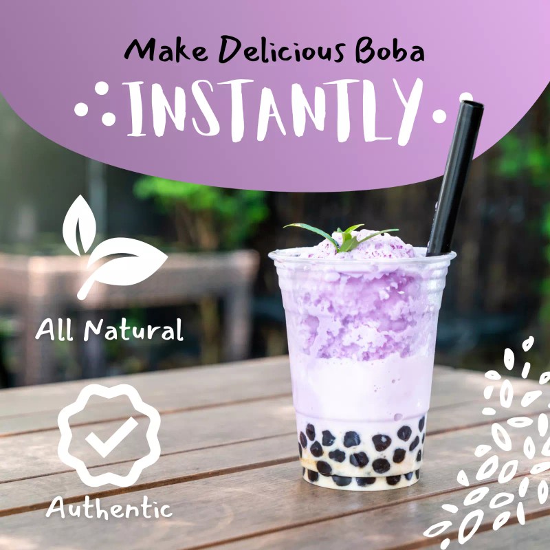 Flavfar Instant Boba Taro Milk Tea Kit with Boba Straw